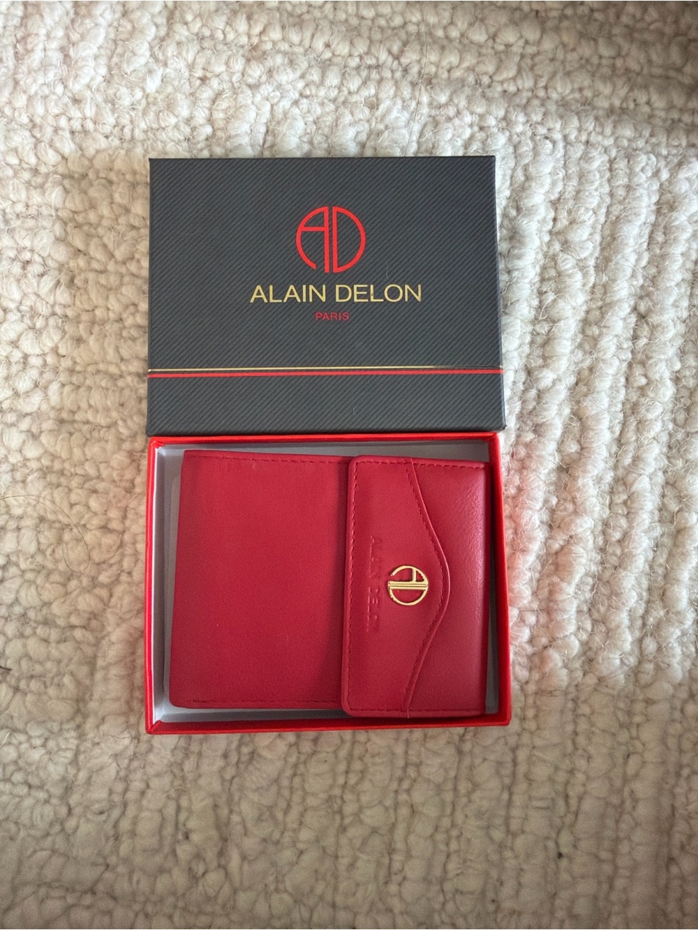 Alain Delon Red Leather Bifold Wallet